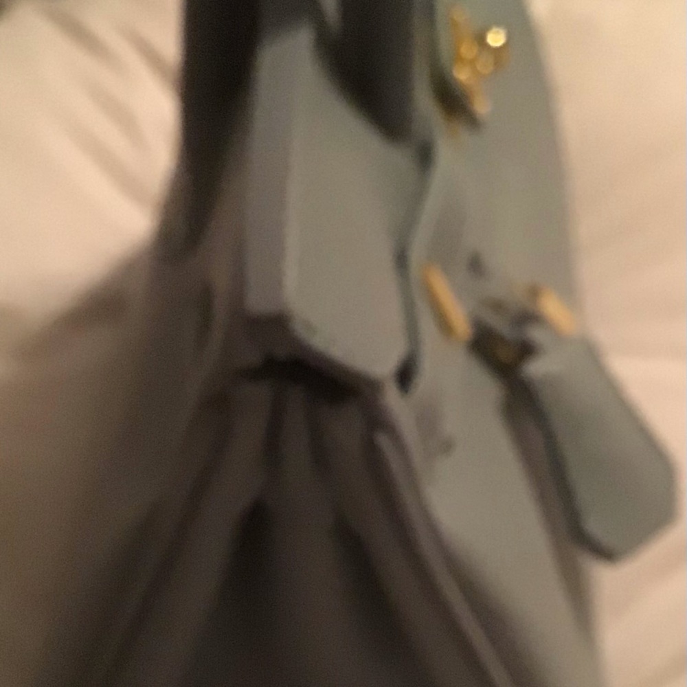 Chic Light Blue Leather Satchel 25cm